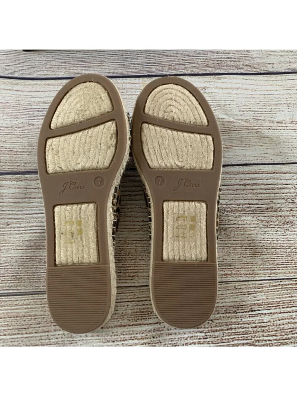 J. Crew Brown Leopard Open Toe Twisted Jute Espadrille Sandals